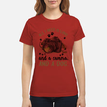 Load image into Gallery viewer, All I Need IS Love And A Camera And A Dog Gift For Dog Lovers Ladies Tee
