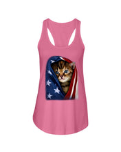 Load image into Gallery viewer, Lovely Tote Bag Cat In American Flag Gift For Cat Lovers Ladies Flowy Tank
