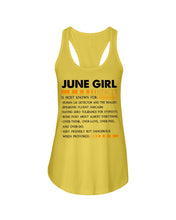 Load image into Gallery viewer, June Girl Facts Very Friendly But Dangerous Custom Design Ladies Flowy Tank
