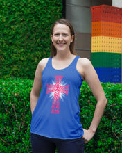 Load image into Gallery viewer, Cross Breast Cancer Awareness  Special Custom Design Ladies Flowy Tank
