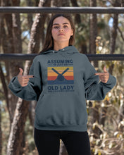 Load image into Gallery viewer, Assuming I;m Just An Old Lady Was Your First Mistake Gift For Softball Lovers Hoodie
