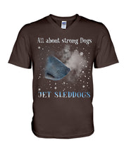 Load image into Gallery viewer, Jet Sleddogs All About Strong Dogs Pink Background Gift For Dog Lovers Guys V-Neck
