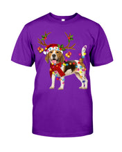 Load image into Gallery viewer, Beagle Gorgeous Reindeer Xmas Lights Gift For Dog Lovers Guys Tee
