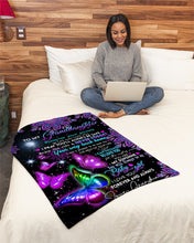 Load image into Gallery viewer, Grandma Gift For Granddaughter Purple Mandala Design Butterflies Enjoy The Ride Fleece Blanket
