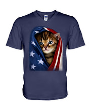 Load image into Gallery viewer, Lovely Tote Bag Cat In American Flag Gift For Cat Lovers Guys V-Neck
