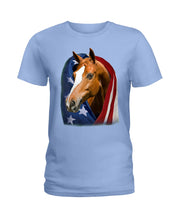 Load image into Gallery viewer, Horse Covered Into USA Flag Meaningful Gift For Men Ladies Tee
