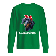 Load image into Gallery viewer, Dachshund Mom With Polka Dots Hair Red Bow Gift For Dog Lovers Sweatshirt
