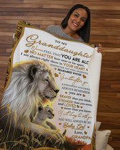 Load image into Gallery viewer, Lion You Are Braver Than You Believe Grandpa Gift For Granddaughter Sherpa Blanket
