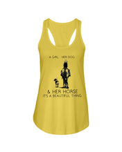 Load image into Gallery viewer, A Girl Her Dog Her Horse It's A Beautiful Thing Ladies Flowy Tank
