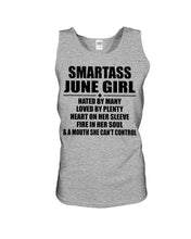 Load image into Gallery viewer, Birthday Gift For Smartass June GirlHeart On Her Sleeve Unisex Tank Top
