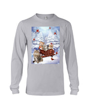 Load image into Gallery viewer, Cat Snow Pine Cardinal Gift For Cat Lovers Unisex Long Sleeve
