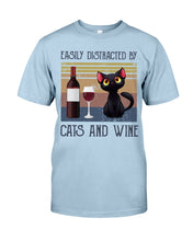 Load image into Gallery viewer, Easily Distracted By Cats And Wine Special Custom Design Guys Tee
