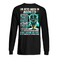 Load image into Gallery viewer, Birthday Gift Los Reyes Nacen En Agosto Angry Wolf Unisex Long Sleeve
