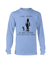 Load image into Gallery viewer, A Girl Her Dog Her Horse It's A Beautiful Thing Unisex Long Sleeve
