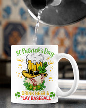 Load image into Gallery viewer, Baseball Drink Beer Day St Patrick's Day Gift For Baseball Lovers Mug
