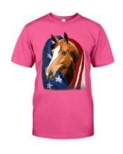 Load image into Gallery viewer, Horse Covered Into USA Flag Meaningful Gift For Men Guys Tee
