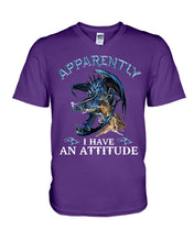 Load image into Gallery viewer, Apparently I Have An Attitude Blue Dragon Guys V-Neck
