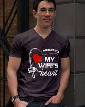 Load image into Gallery viewer, I Hooked My Wifes Heart Gift For Fishing Lovers Guys V-Neck
