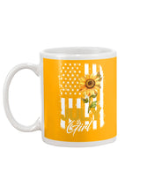 Load image into Gallery viewer, Birthday Gift For July Girl American Flag With Sunflower Mug
