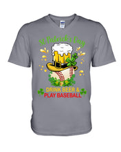Load image into Gallery viewer, Baseball Drink Beer Day St Patrick's Day Gift For Baseball Lovers Guys V-Neck
