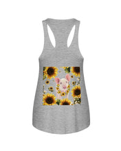 Load image into Gallery viewer, Beautiful Pig With Sunflowers Gift For Pig Lovers Ladies Flowy Tank
