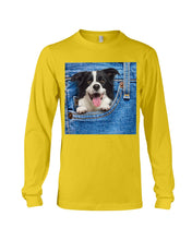 Load image into Gallery viewer, Border Collie In Denim Pocket Gift For Dog Lovers Unisex Long Sleeve
