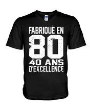 Load image into Gallery viewer, Fabrique En 80 40 Ans D'Excellence Custom Design Gift For Friends Guys V-Neck
