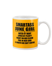 Load image into Gallery viewer, Birthday Gift For Smartass June GirlHeart On Her Sleeve Mug
