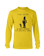 Load image into Gallery viewer, A Girl Her Dog Her Horse It's A Beautiful Thing Unisex Long Sleeve
