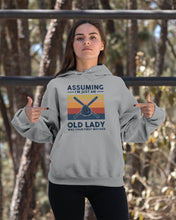 Load image into Gallery viewer, Assuming I;m Just An Old Lady Was Your First Mistake Gift For Softball Lovers Hoodie

