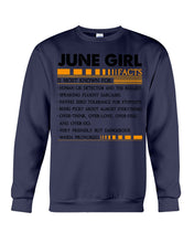 Load image into Gallery viewer, June Girl Facts Very Friendly But Dangerous Custom Design Sweatshirt
