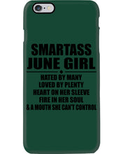 Load image into Gallery viewer, Birthday Gift For Smartass June GirlHeart On Her Sleeve Phone case
