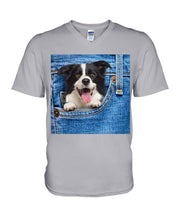 Load image into Gallery viewer, Border Collie In Denim Pocket Gift For Dog Lovers Guys V-Neck
