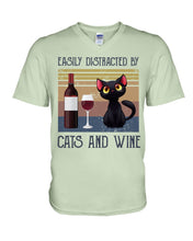 Load image into Gallery viewer, Easily Distracted By Cats And Wine Special Custom Design Guys V-Neck
