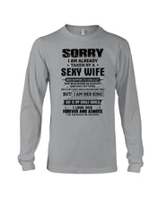 Load image into Gallery viewer, Gift For Husband Taken By An August Sexy Wife Who Happens To Cuss A Lot Unisex Long Sleeve
