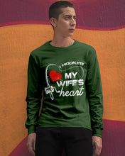 Load image into Gallery viewer, I Hooked My Wifes Heart Gift For Fishing Lovers Unisex Long Sleeve
