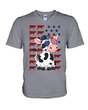 Load image into Gallery viewer, Lovely Phone Case Cow And American Flag Gift For Cow Lovers Guys V-Neck
