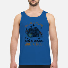 Load image into Gallery viewer, All I Need IS Love And A Camera And A Dog Gift For Dog Lovers Unisex Tank Top
