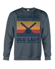 Load image into Gallery viewer, Assuming I;m Just An Old Lady Was Your First Mistake Gift For Softball Lovers Sweatshirt
