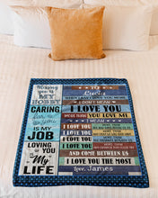 Load image into Gallery viewer, Caring For You Is My Job Custom Name Husband Gift For Wife James And Lucia Fleece Blanket
