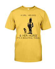Load image into Gallery viewer, A Girl Her Dog Her Horse It's A Beautiful Thing Guys Tee
