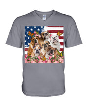 Load image into Gallery viewer, Bull Dogs USA Flag And Butterfly Pattern Gift For Dog Lovers Guys V-Neck
