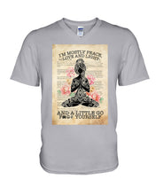 Load image into Gallery viewer, I'm Mostly Peace Love And Light Yoga Gift For Yoga Lovers Guys V-Neck
