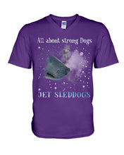 Load image into Gallery viewer, Jet Sleddogs All About Strong Dogs Pink Background Gift For Dog Lovers Guys V-Neck
