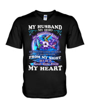 Load image into Gallery viewer, Hummingbird My Husband My Guardian Angel Gift For Angel Husband Guys V-Neck
