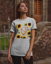 Load image into Gallery viewer, Beautiful Pig With Sunflowers Gift For Pig Lovers Guys Tee

