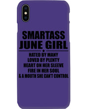 Load image into Gallery viewer, Birthday Gift For Smartass June GirlHeart On Her Sleeve Phone case
