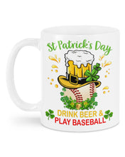 Load image into Gallery viewer, Baseball Drink Beer Day St Patrick's Day Gift For Baseball Lovers Mug
