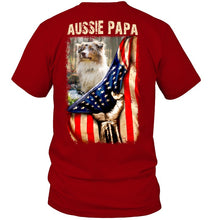 Load image into Gallery viewer, Aussie Papa America Flag Unique Custom Design For Dog Lovers Guys V-Neck
