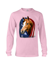 Load image into Gallery viewer, Horse Covered Into USA Flag Meaningful Gift For Men Unisex Long Sleeve
